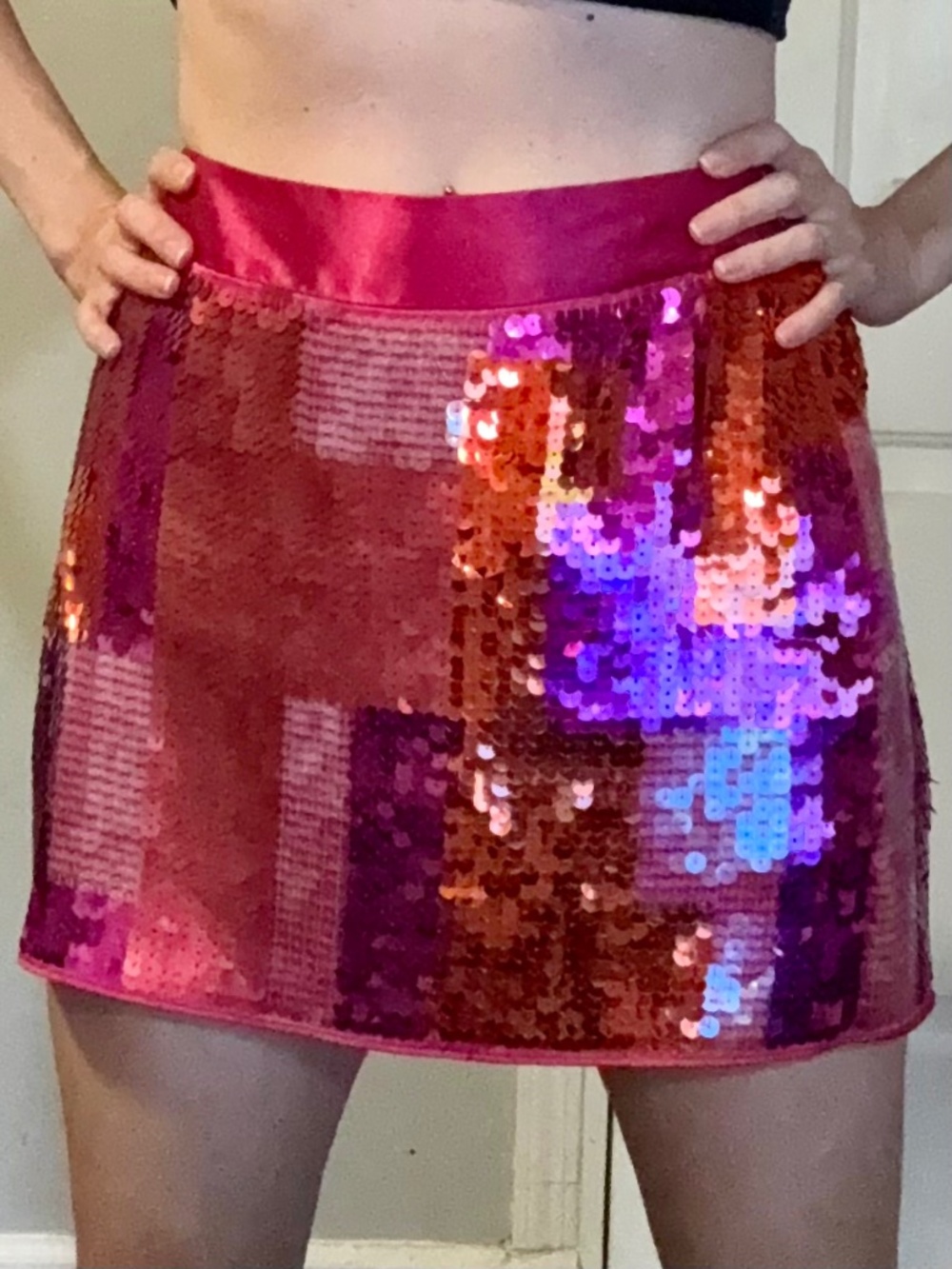 Express Pink Sequin Skirt